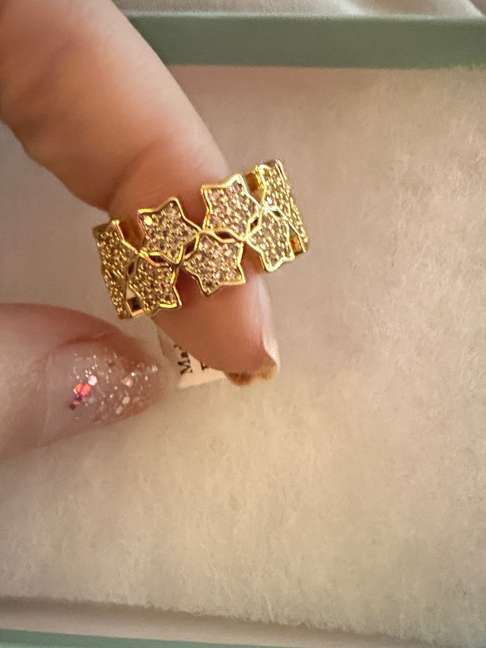 Park Lane Gold Star Floral Pavé Band Ring